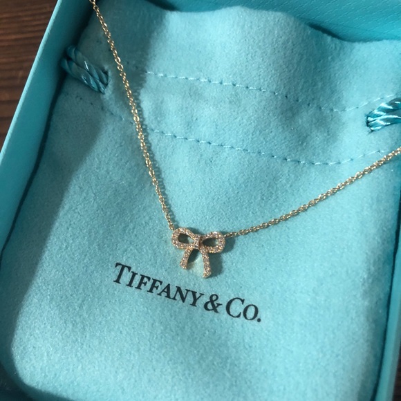 Tiffany 8k Rose Gold Diamond Bow 